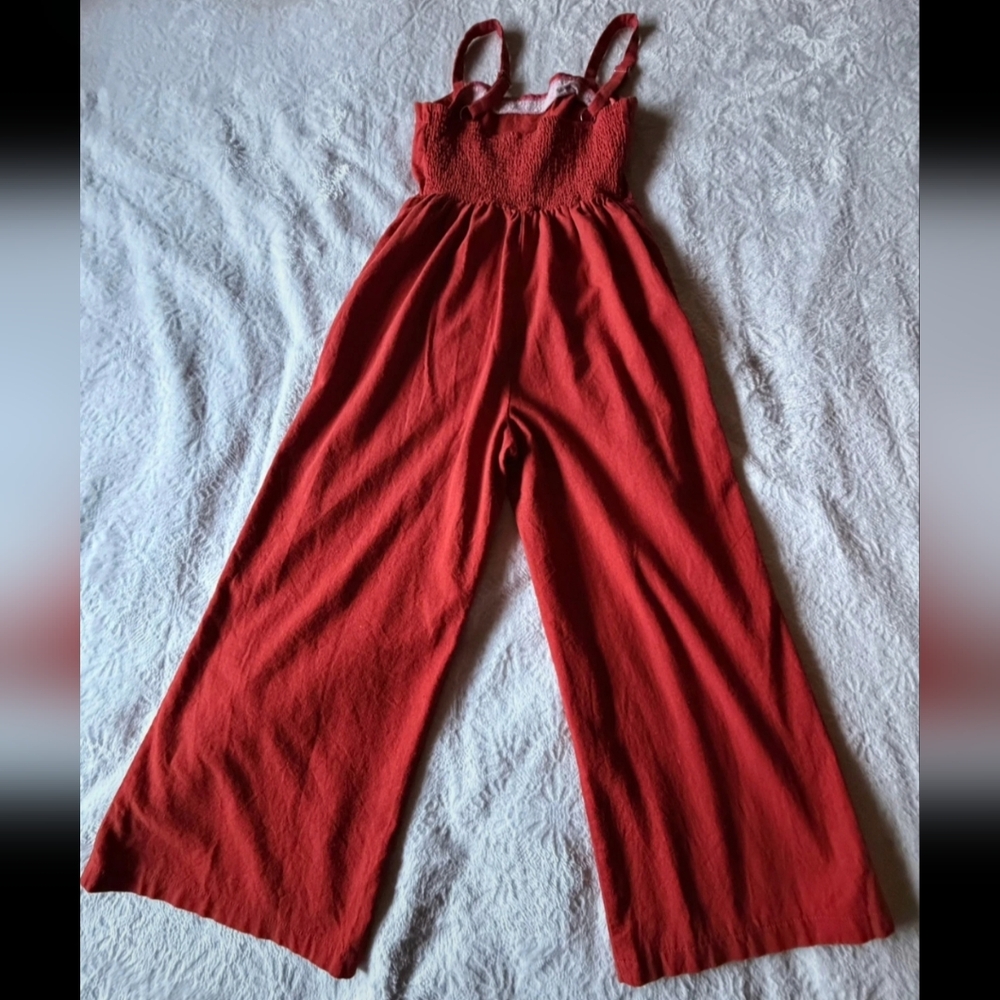 Timing Red Button-Detail Jumpsuit - Picture 2 of 3
